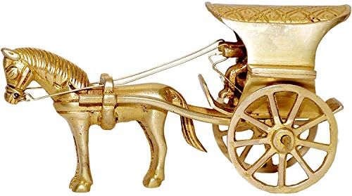 עגלת סוסים מסורתית של Aakrati מיוצרת פליז עם מראה עתיק - אוסף נדיר למתנה ועיצוב