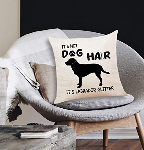 ציטוט מצחיק של Xuiswell זה לא שיער כלב זה לברדור גליטר כותנה פשתן זריקת כרית, מתנות Labrador