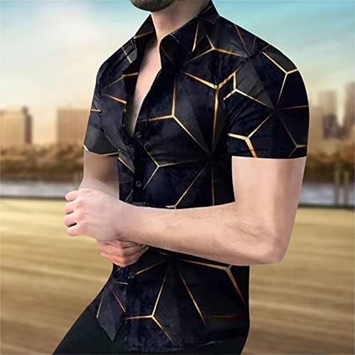 חולצות מודפסות תלת מימדיות מזדמנים של גברים כפתור שרוול קצר כפתור מטה בחולצת טש חולצות חולצות צבעוניות
