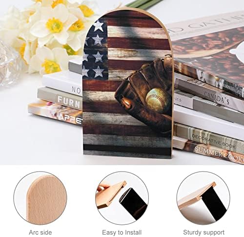 אמריקאי בייסבול דגל עץ תומכי ספרים כבד ספר מחזיקי למדפים דקורטיבי ספר מסתיים