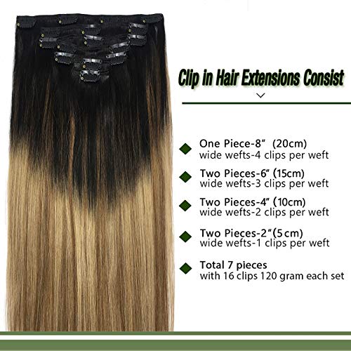 גו גו שיער טבעי הרחבות קליפ טבעי שחור כדי אור חום ודבש בלונד קליפ רמי שיער טבעי הרחבות ישר 120 גרם עבה