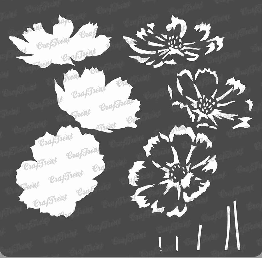 שבלונות פרחי קוסמוס שכבתיות לצביעה על עץ, קיר, אריחים, קנבס, נייר, בד ורצפה-שבלונות קוסמוס שכבתיות-6 על