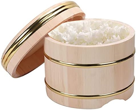 אייזיר עץ עץ Hangiri Sushi Oke אורז אמבטיה עם משוט אורז ונחושת סושי מכין אביזר הגשה למטבח המסעדה,
