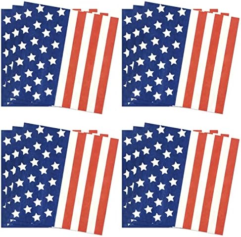 Cieovo 80 חלקים דגל אמריקאי דגל מפיות נייר חד פעמיות פטריוטיות, מפיות קוקטייל ליום העצמאות למפיות