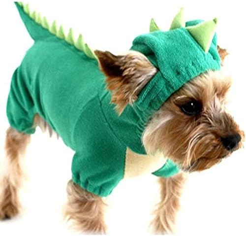 תלבושת ליל כלב דינוזאור של DELIFUR תלבושת מחמד דינו קפוצ'ון לחתולי כלבים קטנים