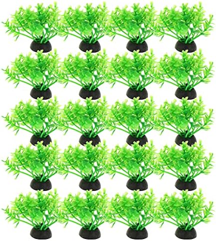 20 יחידות אקווריום פלסטיק צמחים, מלאכותי צמח מים לאקווריום נוף צמחי קישוט, ירוק