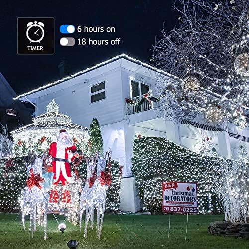 Jmexsuss 163ft 500 LED אורות חג מולד לבנים, אורות מיתרים לחג המולד אטומים למים חיצוניים פנימיים, חוט צלול אורות