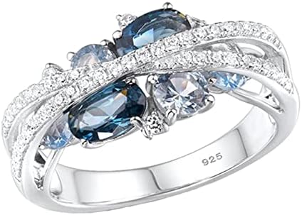2023 נשים חדשות טבעת רטרו קריאייטיב חדש X טבעת זירקון כחולה חלולה בצורת טבעת אקרילית מתנה