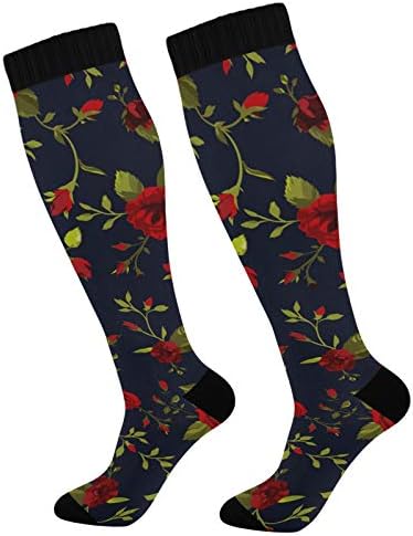 אלזה יפה על כותרת של ורדים אדומים גרביים ארוכות נשים לריצה, ספורט, טיולים רגליים