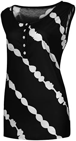 Ruziyoog גופיות מפוסות נשים כפתורים ללא שרוולים עגולים ללא שרוולים חולצות הנלי קיץ טרנדי טוניקה רופפת