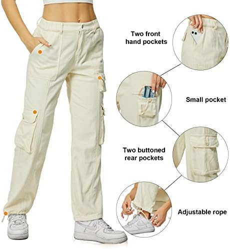 מכנסי מטען לטיולים לנשים מכנסיים לחימה צבאית צבאית כותנה מכנסיים עם 7 כיסים