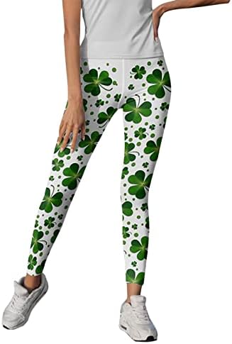 מכנסי Vickyleb המזל ריצה לנשים מכנסיים מכנסיים הדפסים טובים פילאטיס לחותלות יוגה מכנסיים ירוקים