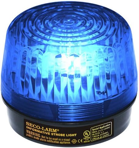 Seco-Larm SL-1301-SAQ/B אור עדשה כחול אור, 10 רצועות LED אנכיות מגדילות את הראות מכיוונים שונים, סירנה מובנית