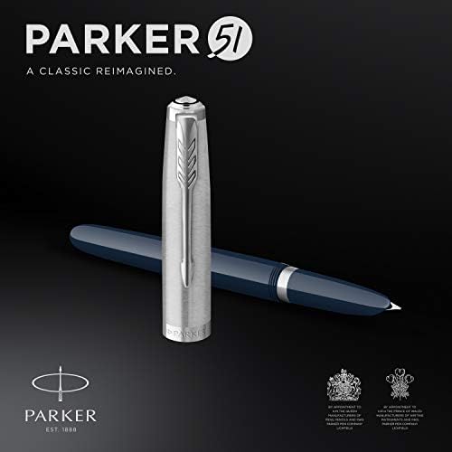 פארקר 51 עט נובע / חצות כחול חבית עם כרום לקצץ / בסדר ציפורן עם שחור דיו מחסנית / אריזת מתנה