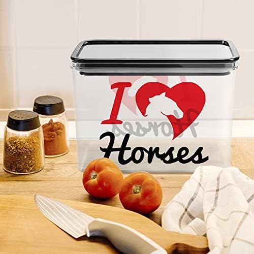 אני אוהב סוס אחסון מכולות ברור פלסטיק תיבת עם מכסים לשימוש חוזר פחי מטבח דגנים חטיפים יבש מזון ג