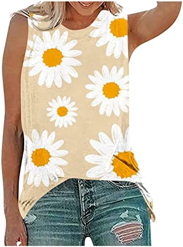 גופיות פרחי קיץ שורשיות לנשים בכושר רופף בכושר מזדמן עם שרוולים גרפיים ללא שרוולים נוחים חולצות אפוד ללבוש
