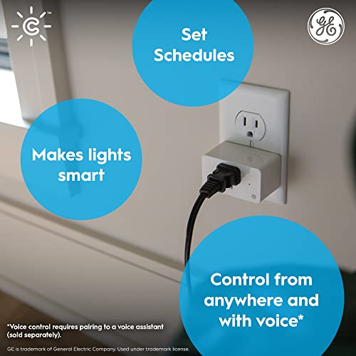 תאורת GE CYNC תקע חכם מקורה, Bluetooth ו- Wi-Fi Smart Outlet שקע, עובד עם Alexa ו- Google Home, Outlet Control