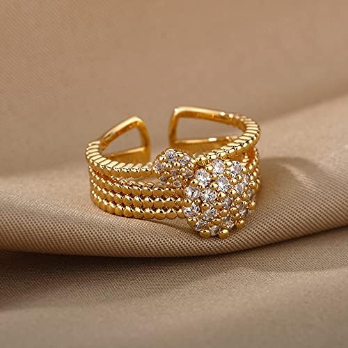 ויאלמה זירקון מעגל פתוח טבעות לנשים קריסטל זהב אצבע קסם מתכוונן טבעת חתונה ולנטיין תכשיטים-18991