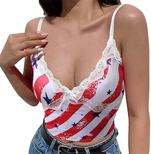 גופיות מיכל 4 ביולי לנשים דגל אמריקאי קיץ קיץ חולצות טריקו ללא שרוולים מככבים גופיות פטריוטיות פטריוטיות