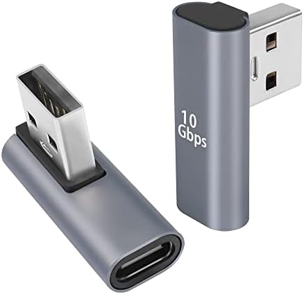 Qianrenon 90 ° זווית USB C ל- USB מתאם 10GBPs USB 3.1 זכר ל- USB C מחבר LEDAND LENGLE LENT