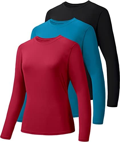 Hibety 3 חבילות נשים UPF 50+ חולצות הגנה מפני שמש, חדר כושר אימון חולצות שרוול ארוך, צמרות יבשות מהירות
