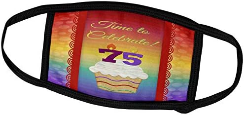 3drose בוורלי טרנר עיצוב הזמנה ליום הולדת - קאפקייק, מספר נרות, זמן, חוגג הזמנה בת 75 - מסכות פנים