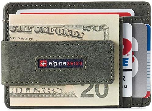 אלפיני שוויצרי הארפר גברים דק כיס קדמי ארנק מגנטי כסף קליפ מזהה כרטיס מחזיק עור