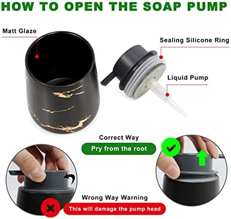 מחלק סבון שחור קובסיינף-מתקן לסבון כלים ידניים קרמי לחיטוי ידיים נוזלי למילוי חוזר של 12 אונקיות המתאים
