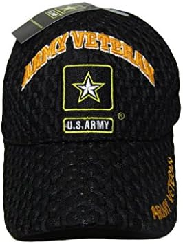 צבא ותיק כוכב סמל שחור רשת מרקם רקום בייסבול כובע כובע