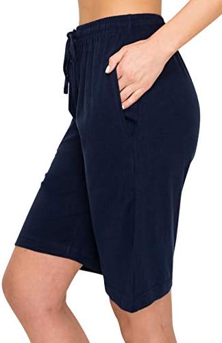 אטלוט-מכנסי ברמודה אלסטיים נוחים באורך הברך לנשים עם כיסים ושרוך-נהדר לאימון, פעילות גופנית וטרקלין
