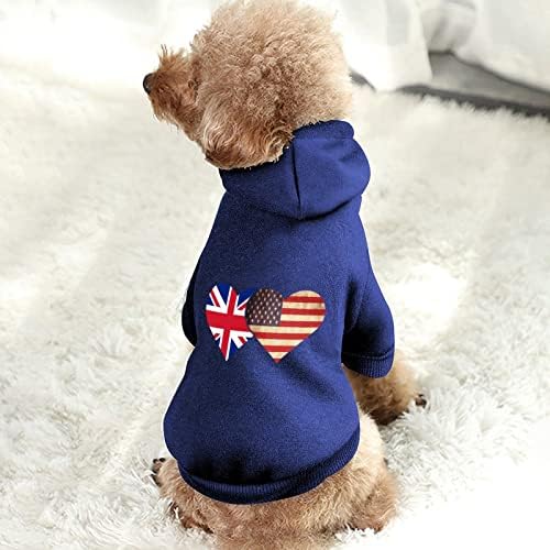 דגל בריטי וארהב דגל ארהב קפוצ'ונים מחמד חיות מחמד בגדי כלבים חמים רכים סוודר חיות מחמד עמיד עם כובע