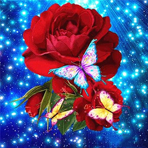 QGHZSCS צבע לפי מספרים ציור דיגיטלי פרחים ציור בעבודת יד תמונה ורד תמונת בית מלאכת מלאכה מתנה C5