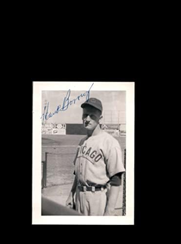 Hank Borowy חתום וינטג 'תצלום 3x4 מקורי של 1940 ב- Wrigley Autograph Chicago Cubs