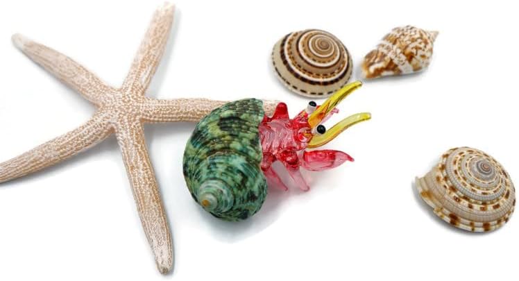 1shopforyou seashell hermit סרטן צלמיות מיניאטורות חיות חוף חוף יד מפוצצת זכוכית אמנות מתנה אספנית