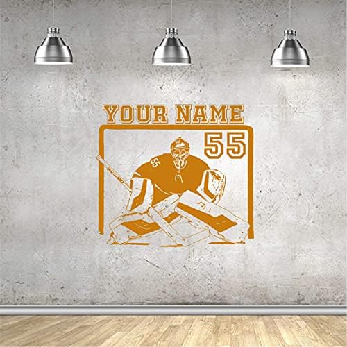 BestDecor4You שוער הוקי הוקי מדבקות קיר בהתאמה אישית - בחר את שמך ומספרך גופיות שחקן שוער מותאם