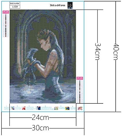 ערכות צביעת יהלומים של DIY 5D למבוגרים, דרקון מים אן סטוקס קידוח מלא ערכת רקמה ליהלום משרדי קיר עיצוב