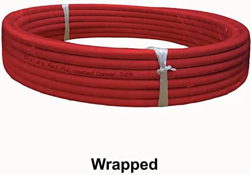 צינור נחושת רך מצופה Visiaro אדום PVC, DIA חיצוני 3/8 אינץ ', עובי קיר 21 SWG, ציפוי PVC 2 ממ,