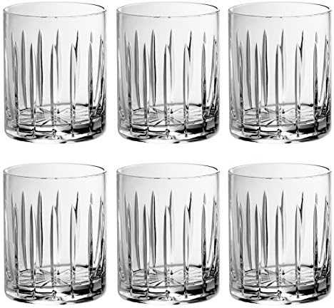כוס כוס-כפול מיושן-סט של 6 כוסות - כוסות דו מעוצבות בעבודת יד בגביש-לוויסקי - בורבון - מים -