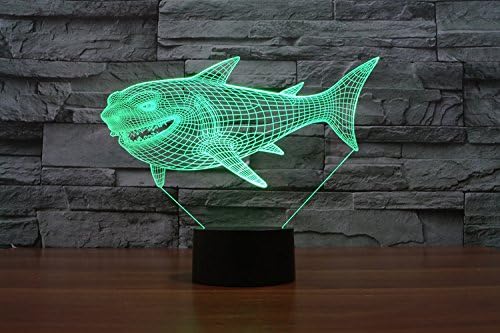 ג ' ינוול 3 ד כריש דגים לילה אור מנורת אשליה הוביל 7 צבע שינוי מגע מתג שולחן שולחן קישוט מנורות אקריליק שטוח בסיס