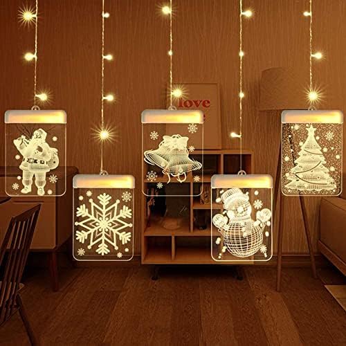 אורות חג המולד של חלון Olamtai, אורות פיות אקריליים תלת מימדיים עם אורות מיתר מרחוק, לחג המולד עם USB