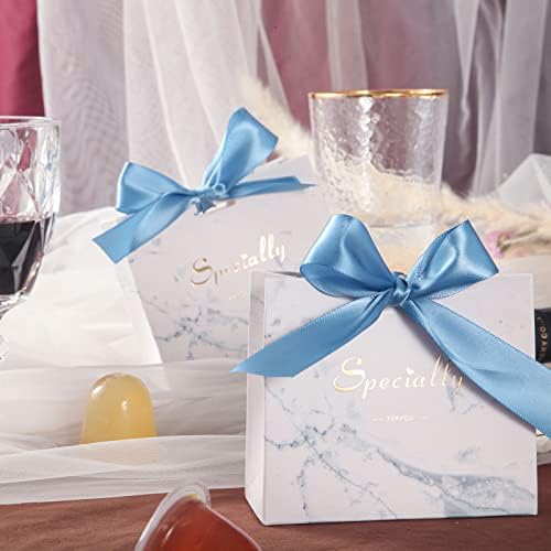 Yijiayii 30 חבילה תודה קופסאות קופסאות מתנה קטנה עם סרט קשת נייר ורוד לחתונה לטובת מסיבת כלות עסק קמעונאות