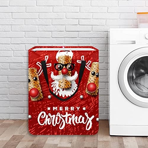 סל הכביסה של חג המולד האדום של חג הכביסה של חג מלחמת חג מולד עם ידיות לפטיש, חדר ילדים, אחסון צעצועים