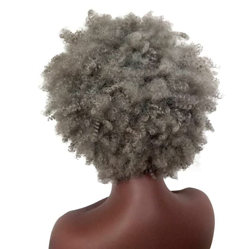 קצר האפרו פאה עבור נשים שחורות, לינץ ' אפור האפרו פאות עבור נשים רך טבעי מחפש שיער, קצר האפרו מתולתל