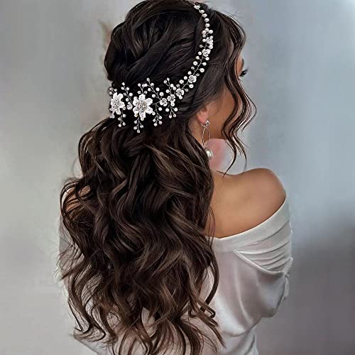 חתונה בגימור, כלה פרל שיער גפן פרח שיער אביזרי עבור נשים ובנות