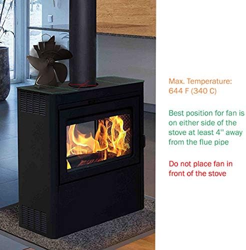 תנור מאוורר-חום מופעל מאוורר עבור עץ שריפת תנורים או קמינים - שקט ותחזוקה נמוכה, מפזר חם אוויר