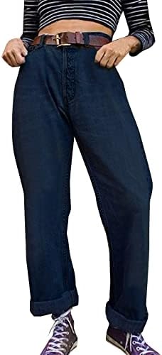 מכנסיים של Miashui Jean לנשים חתוך ג'ינס תחתון פעמון לנשים מתלקחות מותניים גבוהות נמתחות רגל רחבה ג'ין סרבלים