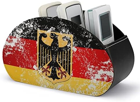 רטרו גרמניה מעיל נשק דגל דגל עור מחזיק בשלט רחוק מצחיק מארגן שולחן עבודה של קופסאות קאדי עם 5 תאים לטלוויזיה