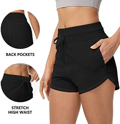 מכנסי כותנה של זיעה לנשים של אורקוף עם כיסים מותניים גבוהים קיץ מזדמן ריצה אתלטית מכנסיים קצרים