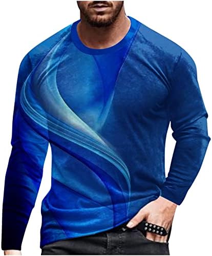 חולצות גברים שרוול ארוך מזדמן צוואר עגול קו סוודר קלאסי 3 חולצות חולצה מודפסות בהתאמה רגילה
