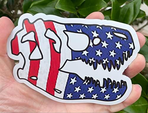 מגנט גולגולת דינוזאור של WickedGoodz - דגל אמריקאי רקס מדבקות מכוניות מגנטיות